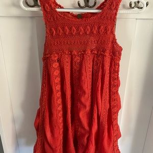 Free People FP One RED LACE BOHO TUNIC Size large